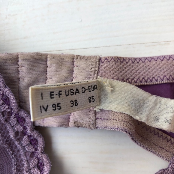 Valery bra in purple silk and cotton 38C - Picture 4 of 8